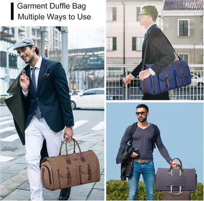 Modoker Garment Convertible Weekender Bag,Carry on Canvas Garment Duffle Bag Heavy Duty Overnight Bags for Men Women