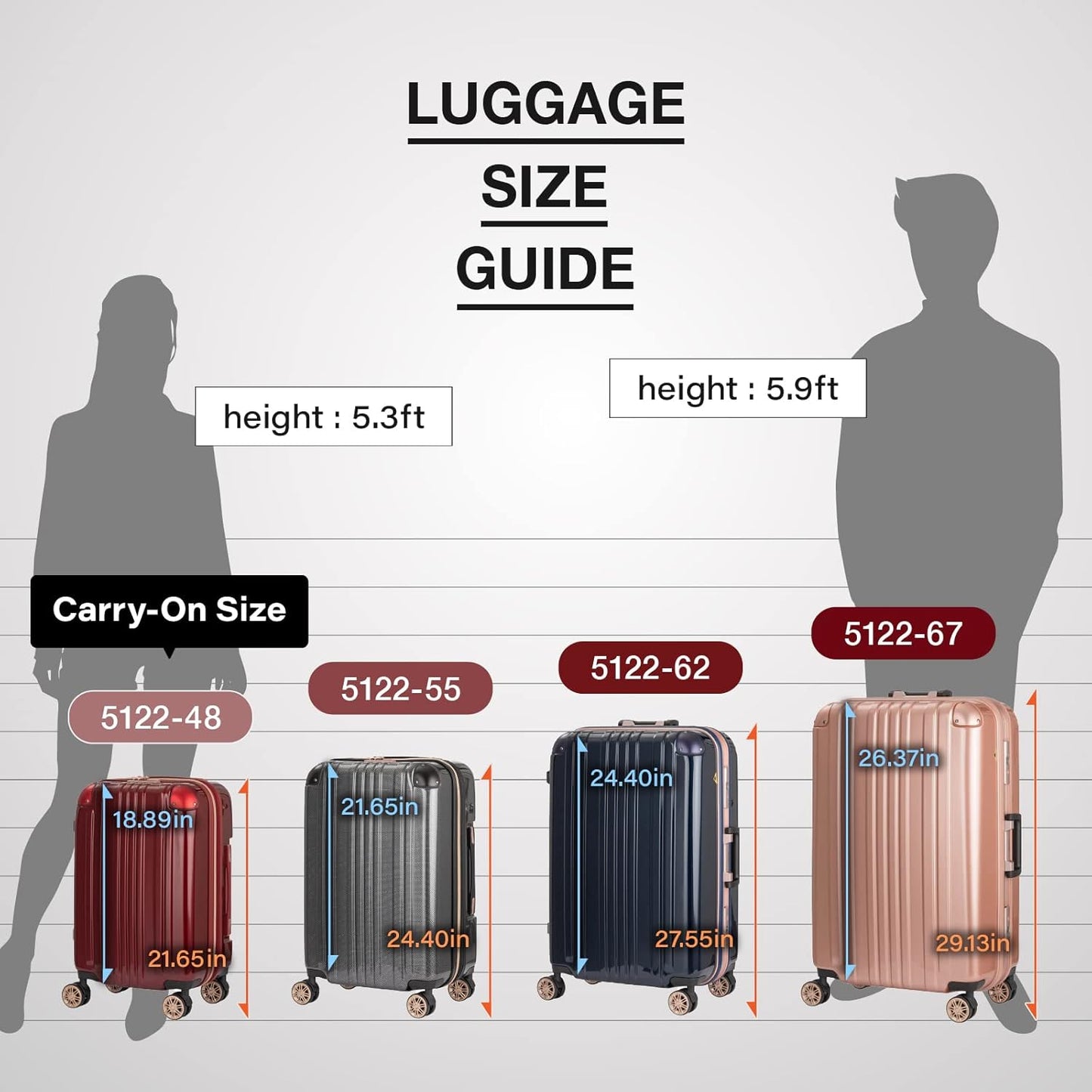 LEGEND WALKER Durable Aluminum Frame Hardside Luggage, 29-inch,ChampagneGold,5122-67-CGD