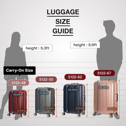 LEGEND WALKER Hardside Expandable Zipper Luggage, Carry-On, 21-inch, Carbon, 5122-48-CB