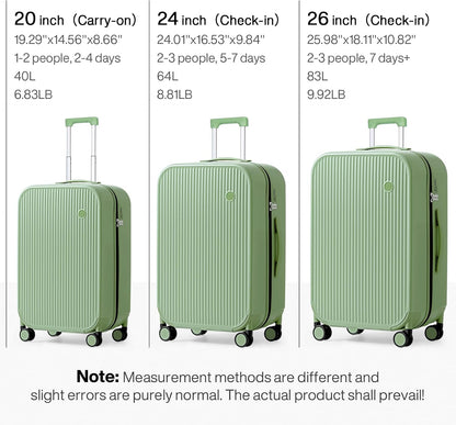 mixi 20 Inch Carry On Luggage PC Hardside Suitcases with Wheels & TSA for Travel Woman Men, Avocado Green