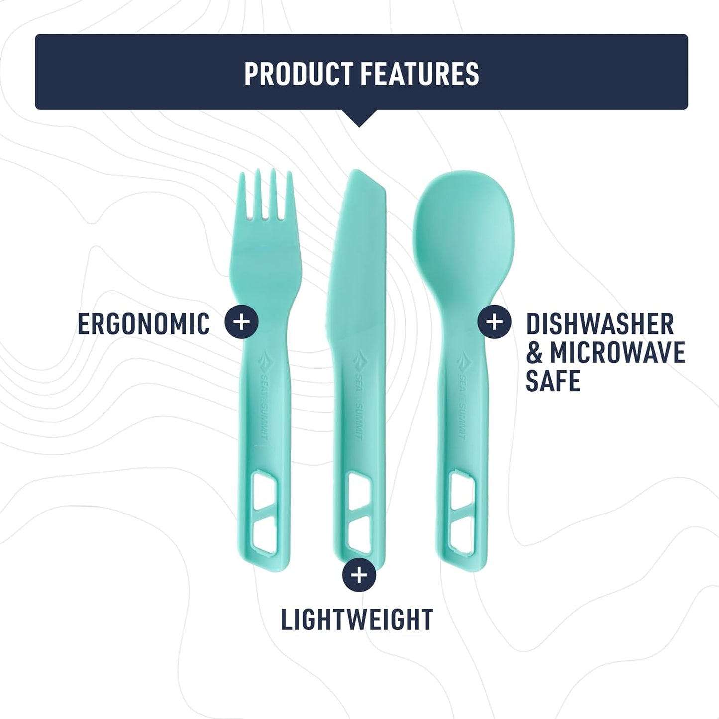 Sea to Summit Passage Camp Cutlery Set, Fork, Spoon and Knife, Spicy Orange