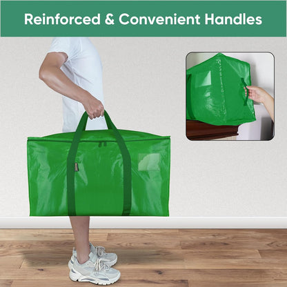 BALEINE 2-Pack Oversized Moving Bags with Reinforced Handles, Heavy-Duty Storage Tote for Clothes, Moving Supplies (Light Green, 2-Pack)