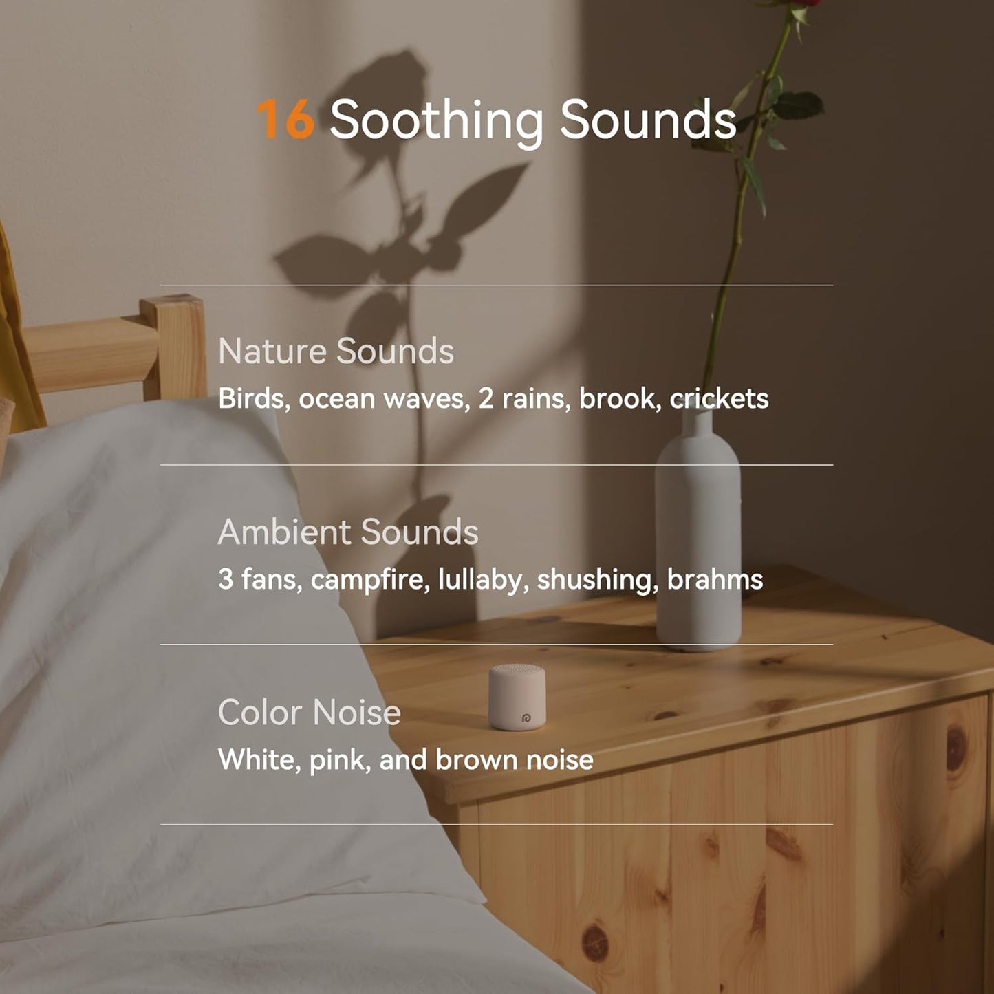 Dreamegg Travel White Noise Machine - Portable Sound Machine for Baby Adults, Travel Sound Machine for Sleep, 16 Nature Sound, Timer, White Noise Machine for Sleeping Gift, Pink
