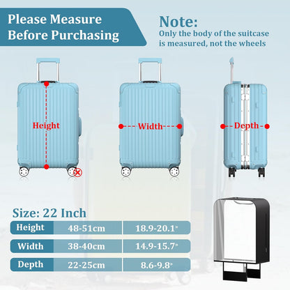 Upgraded Elastic Suitcase Covers for Luggage - Stretchable Black Cloth + Clear TPU, Fit 22 Inch Travel Suitcase, Waterproof & Anti-Scratch, Includes Free Red Luggage Tag