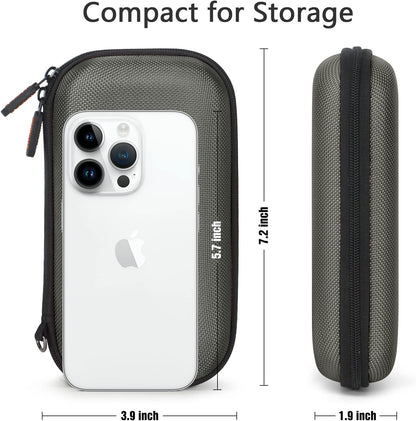 Silver-Gray Shockproof Hard EVA Carrying Case Travel Pouch for External Hard Drive, Power Bank, Cell Phone, Cable, Cord - Portable Small Electronic Accessories Organizer Storage Zipper Pouch