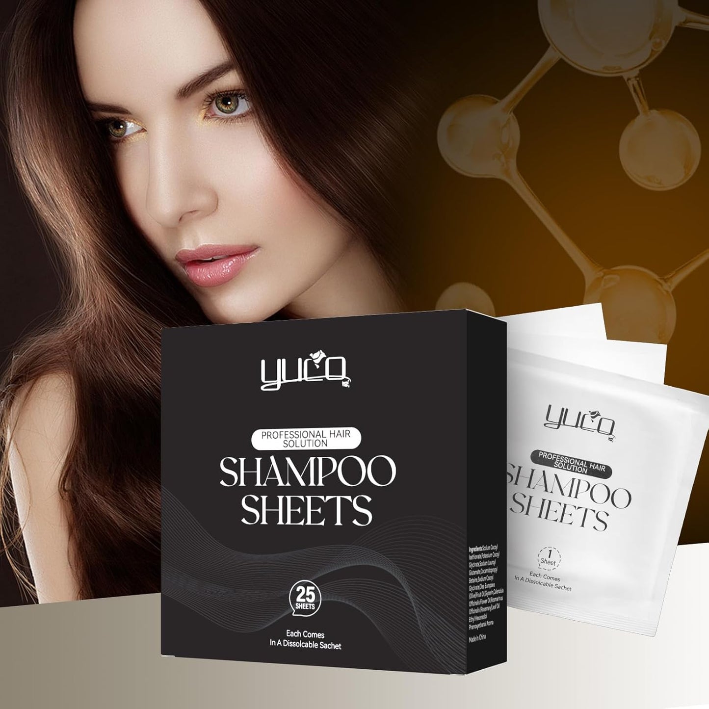 YUCO Travel Hair Shampoo Sheets Travel Pack 25 Tablets,Individual Sachet,for Hair Washing,Calendula officinalis Scent,For Gym,Camping,Vacation,Hotels,Hospital,Business Trip,Flight Travel Essentials