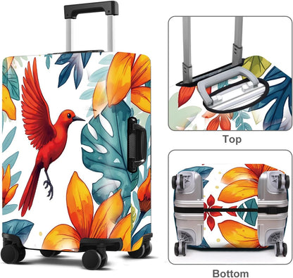 Luggage Cover Washable Suitcase Protector Anti-Scratch,Stretchable Fit for 20-34Inch Luggage Durable Travel Bag Cover with Zipper Closure (Bird, L(fits 28-30Inch suitcase))