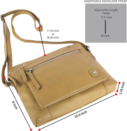 Wise Owl Accessories Small Soft Pebbled Real Leather Crossbody Handbags Purses Sling Crossover Shoulder Bag
