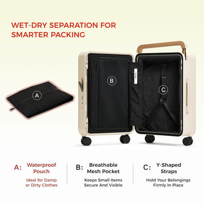 TUPLUS 20” Carry-On Hardside Luggage Lightweight ABS Travel Suitcase with Wide Handle Spinner Wheels TSA Combination Lock, Balance Series 2.0, Clear Sky Blue
