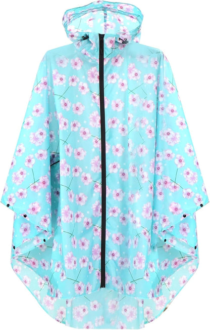 ANYOO Waterproof Rain Poncho Lightweight Reusable Hiking Hooded Coat Jacket for Outdoor Activities