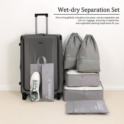 Premium Carry On Luggage, 20Inch&29 Inch Top Opening Airline Approved ABS+PC Hard Shell Suitcases with Silent Wheels, TSA Lock,Front Pocket and Wet-dry Separated Six-piece Set
