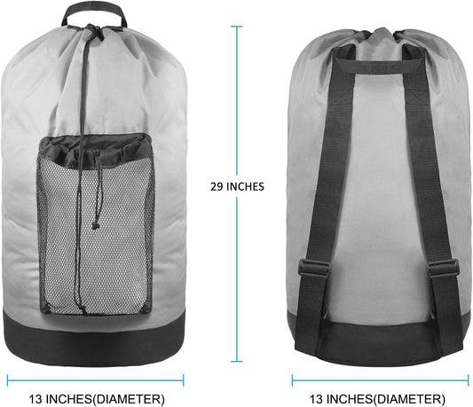 Dalykate Backpack Laundry Bag, Laundry Backpack with Shoulder Straps and Mesh Pocket Durable Nylon Clothes Hamper Bag with Drawstring Closure for College, Travel, Laundromat, Apartment