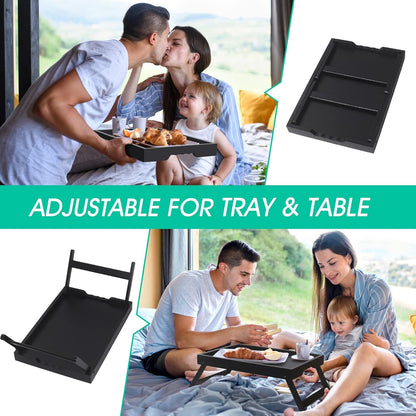 Artmeer Bed Tray Table with Folding Legs,Bamboo Breakfast in Bed for TV Table, Laptop Computer Tray,Eating,Snack Tray(Black) Large Size