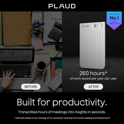 AI Voice Recorder, Note Voice Recorder w/Case, App Control, Transcribe & Summarize with AI Technology, Support 112 Languages, 64GB Memory, Audio Recorder for Lectures, Meetings, Calls, Silver