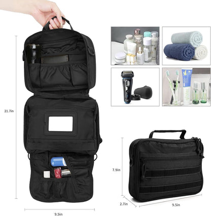 Travel Toiletry Bag for Men and Women, Hanging Travel Toiletries Organizer Dopp Kit, Toiletry Shaving Hygiene Bag, Durable Bathroom Essentials Men's Toiletry Bag for Short Trips & Camping - Black