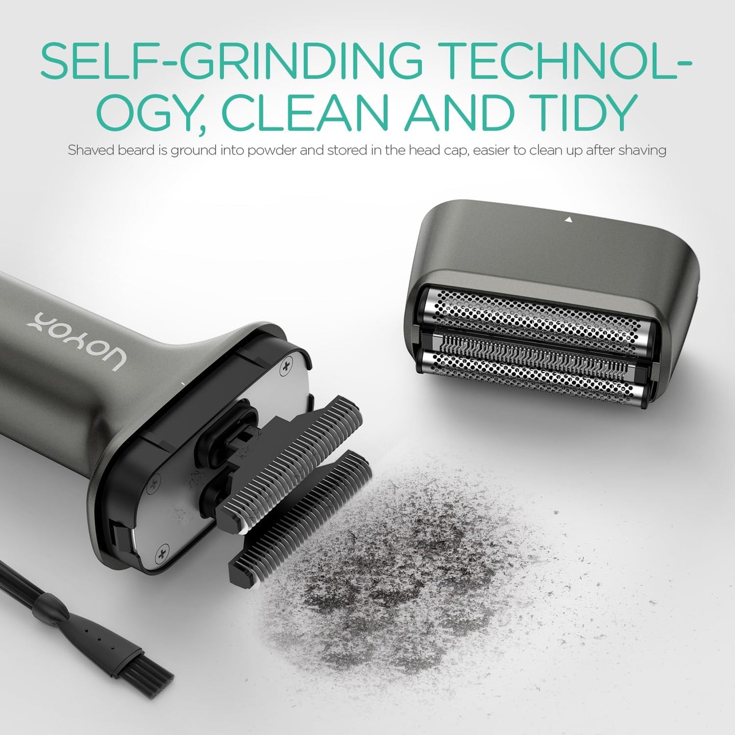VOYOR Foil Shaver Electric Razor for Men 3 in 1 Shavers for Men with Double Foil Wet & Dry Face Shaver Lightweight Handheld Smooth Shave IPX6 Washable USB-C Rechargeable Travel Razor TX310 (Gray)