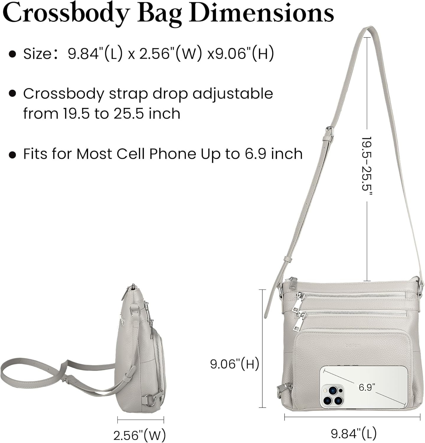 befen Genuine Leather Crossbody Bags for Women, Lightweight Medium Anti-Theft Shoulder Purse with Built in RFID Wallet