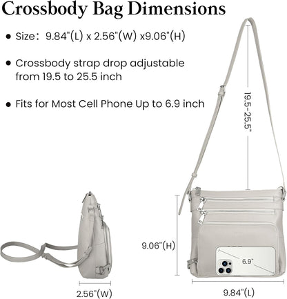 befen Genuine Leather Crossbody Bags for Women, Lightweight Medium Anti-Theft Shoulder Purse with Built in RFID Wallet