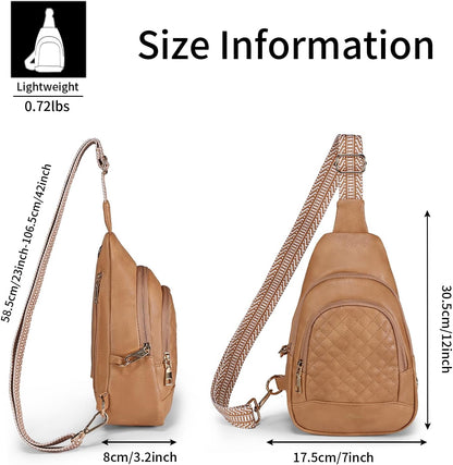Crossbody Bags for Women Anti Theft Small Sling Handbag with Zipper Lock Vegan Leather RFID Blocking Chest Pure