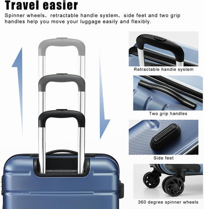 Coolife Luggage Suitcase Carry-on Spinner TSA Lock USB Port Expandable (only 28’’) Lightweight Hardside Luggage (Silver, S(20in_carry on))
