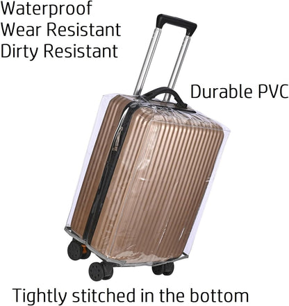 Clear PVC Suitcase Cover Protectors- Thickened Waterproof Luggage Covers Protector, Full Transparent Dustproof Sleeve for Wheeled Suitcases (24")