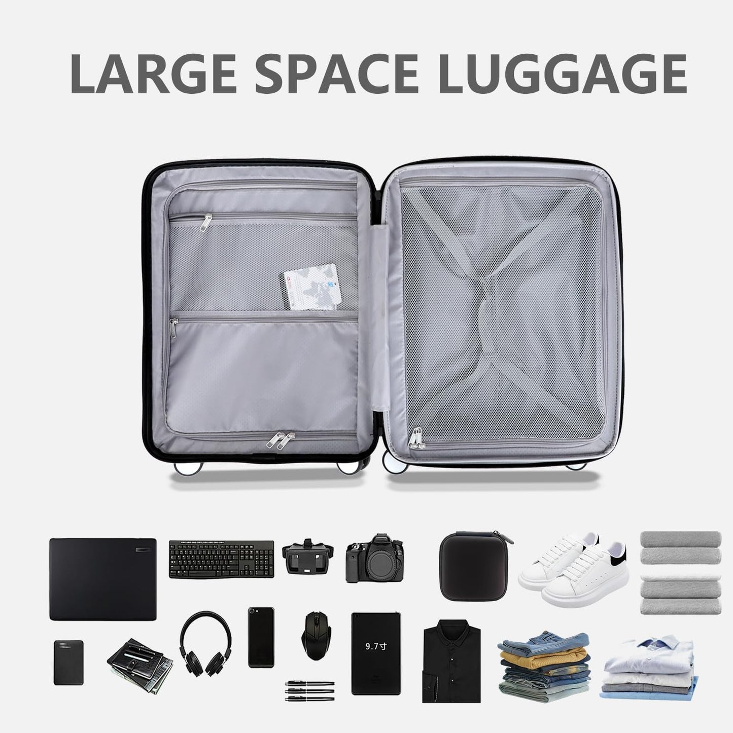 Luggage Sets 2 Piece, 20/28 Inch Lightweight Expandable PC Hardside Durable Suitcases with Spinner Wheels & TSA Lock, Gray