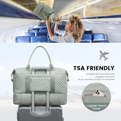 LOVEVOOK Travel Duffle Bag,Weekender Bags for Women with Shoe Compartment，Carry on Overnight Bag with Toiletry Bag,Gym Duffel Bag with Wet Pocket, Hospital Bags for Labor and Delivery