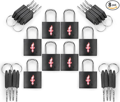 TSA Approved Locks for Luggage Set of 8 TSA Accepted Key Travel Suitcase Locks Padlock Apply to Locker Lock, Suitcase, Carry On, Backpack, Laptop Bag (Black 8 Pack)