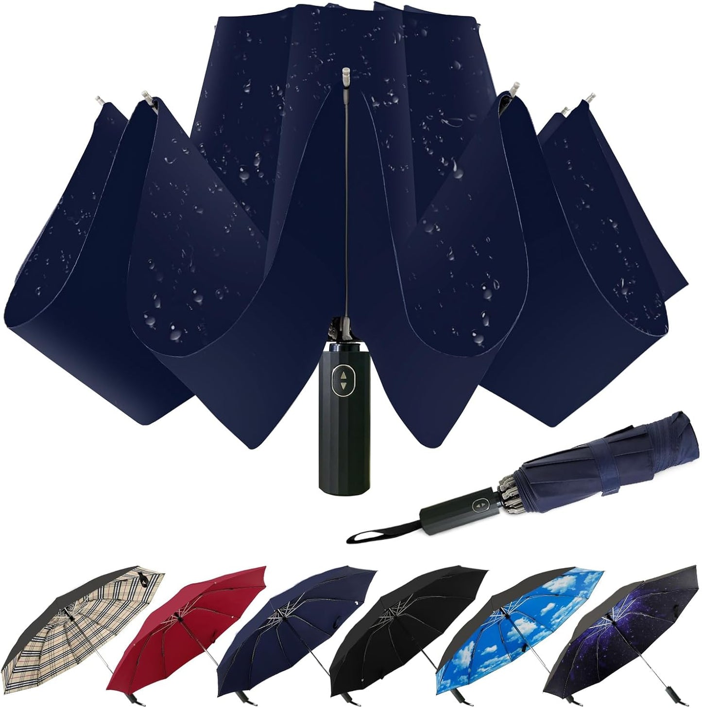 LLanxiry Compact Travel Umbrella, Mini Windproof Umbrellas for Rain & Sun, Small Lightweight Outdoor UV Umbrella, Portable Folding Umbrellas for Travel