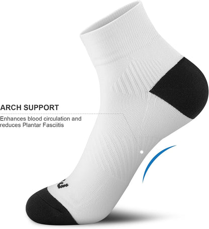 PAPLUS Ankle Compression Socks for Women 6 Pairs, Running Athletic Socks with Arch Support，Plantar Fasciitis Socks