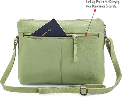 Wise Owl Accessories Small Soft Pebbled Real Leather Crossbody Handbags Purses Sling Crossover Shoulder Bag