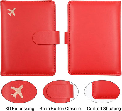 Melsbrinna Rfid Passport Holder for Travel women/Men, Cute Passport Wallet Rfid Blocking Card Slots, Rfid Passport Cover/CaseTravel Wallet, Passport Book Holder (1, Red2)
