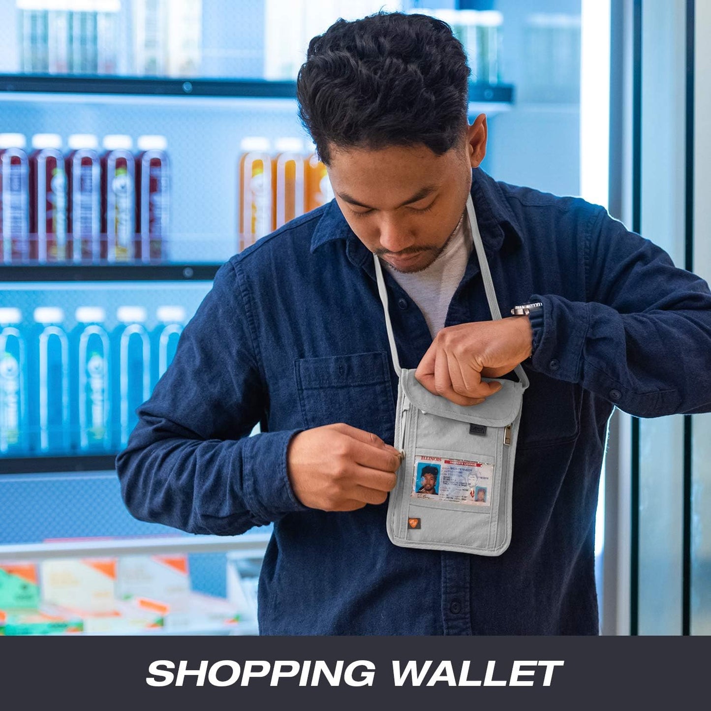 Lewis N. Clark RFID Blocking Stash Neck Wallet, Travel Pouch + Passport Holder for Women & Men, Gray, One Size
