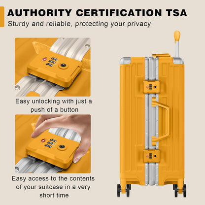 AnyZip Carry On Luggage PC+ABS Aluminum Frame Zipperless Luggage Hard Shell Suitcase with TSA Lock Double Spinner Wheels 20 Inch Orange
