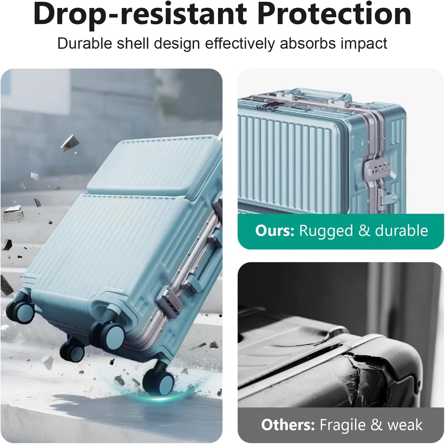 Hard Shell Luggage 28 Inch Travel Luggage, Carry-On Luggage Spinner TSA with Lid, ABS Aluminum Frame，Lightweight Travel Luggage 20'' 24'' 26''Carry-On (upgraded blue, 28 inch)