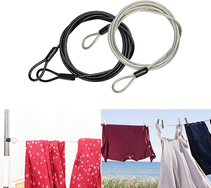 3mm 200CM/6.6ft Long Outdoor Travel Security Cable Lock,Braided Steel Coated Safety Cable Luggage Lock,Safety Cable Wire Rope Chain Lock Double Loop Lightweight (2 Pack)