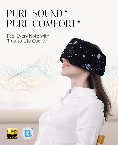 MUSICOZY Sleep Headphones Bluetooth Sleep with Headphones Eye Wireless Bluetooth 5.4 with Adjustable Headband Total Blackout for All Night Sleep, Travel & Nap
