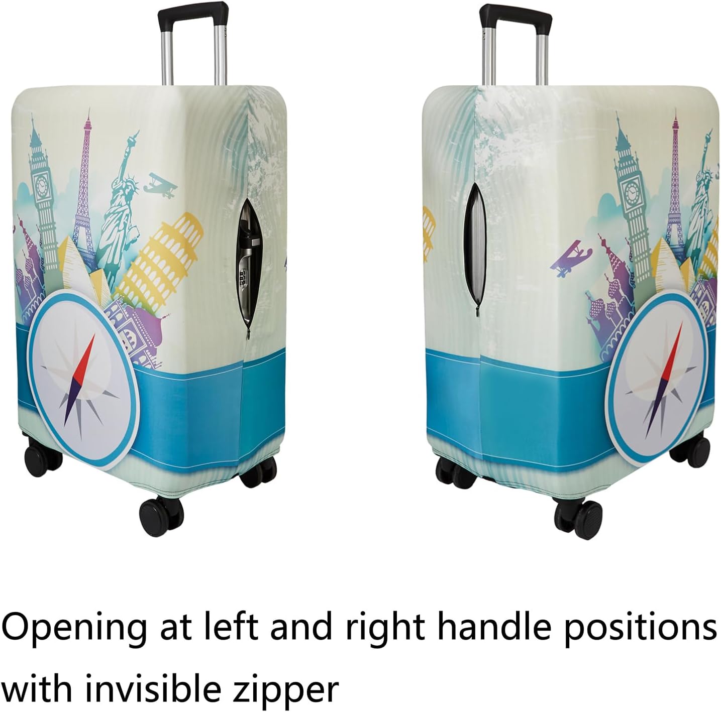 WUJIAONIAO Travel Luggage Cover Baggage Suitcase Cover Protector Skins 18-32 Inch (compass, S (for 18-20 inch luggage))