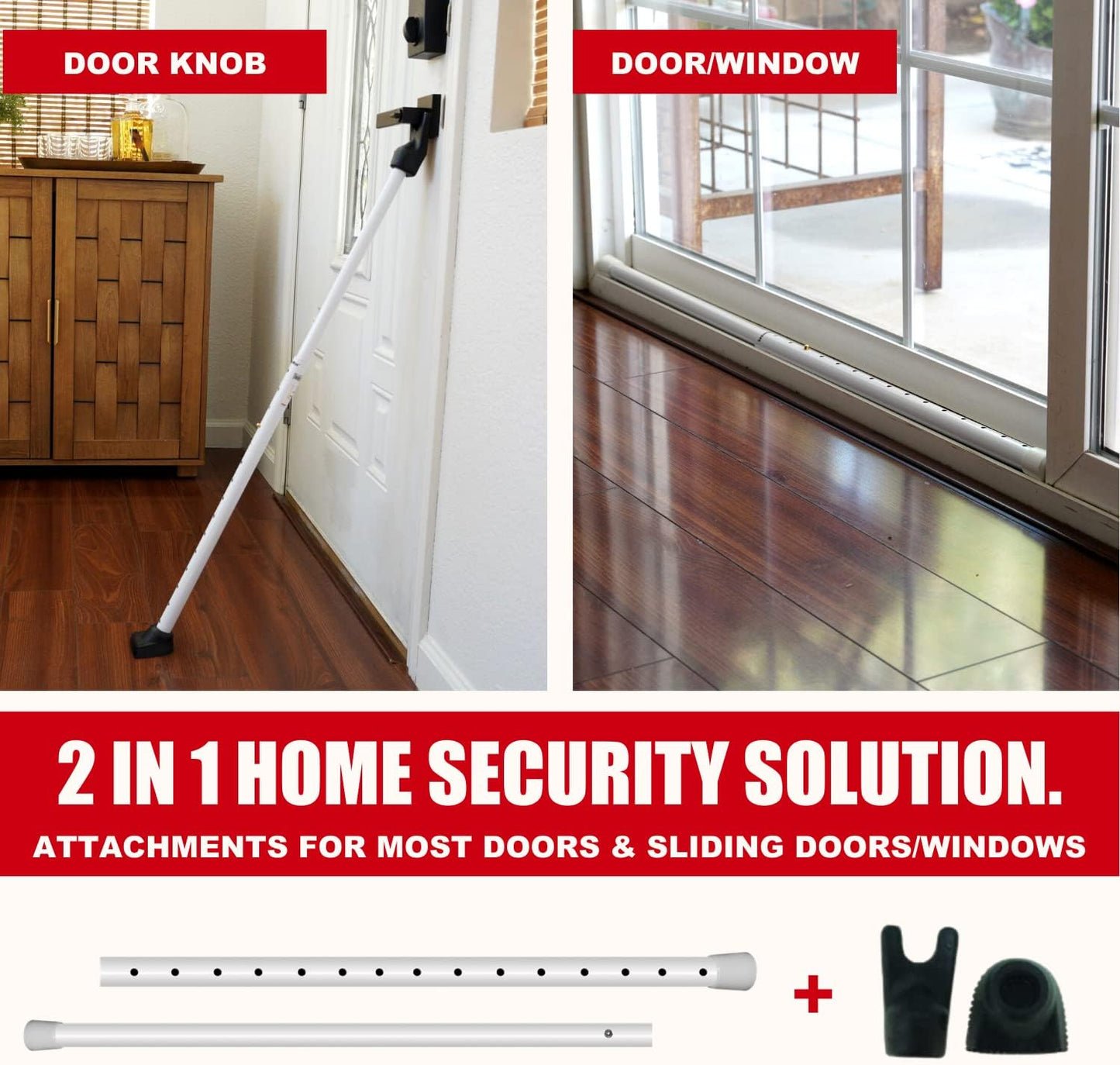 SECURITYMAN Door Security Bar & Sliding Patio Bar - Constructed of High Grade Iron - Great for Apartment Security, Hotel Safety, or Home Protection Door Stoppers