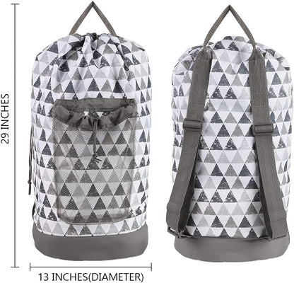 Dalykate Backpack Laundry Bag, Laundry Backpack with Shoulder Straps and Mesh Pocket Durable Nylon Clothes Hamper Bag with Drawstring Closure for College, Travel, Laundromat, Apartment