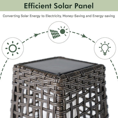 Grand patio 2-Piece Outdoor Floor Lamp Solar Powered Lantern Water-Resistant Wicker Deck Patio Light, Lamp Large-Sized for Garden or Porch-Large Fuji, Silver Gray