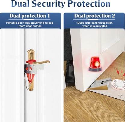 KERUI Door Stop Alarm & Portable Door Lock, Dual Protection Security Door Stopper Wedge Alarm with 3 Levels Sensitivity, Door Security Devices for Travel Hotel Home Apartment (3 Pack)