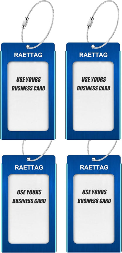 Luggage Tags Metal Suitcase Tags Travel Bag ID Identifier Luggage Tag (Blue 4-Pack)