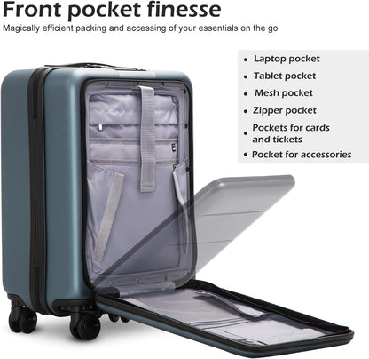 COOLIFE Luggage Suitcase Piece Set Carry On ABS+PC Spinner Trolley with pocket Compartmnet Weekend Bag(Night navy, 2-piece Set)