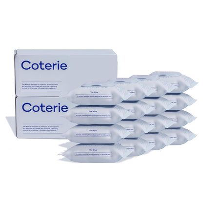 Coterie Baby Travel Size Wipes for Sensitive Skin, Plant-Based and Plastic-Free Fibers, 99% Water, Hypoallergenic, pH Balanced, Unscented, Clean and Gentle Baby Essentials, 16 Travel Packs, 288 Count