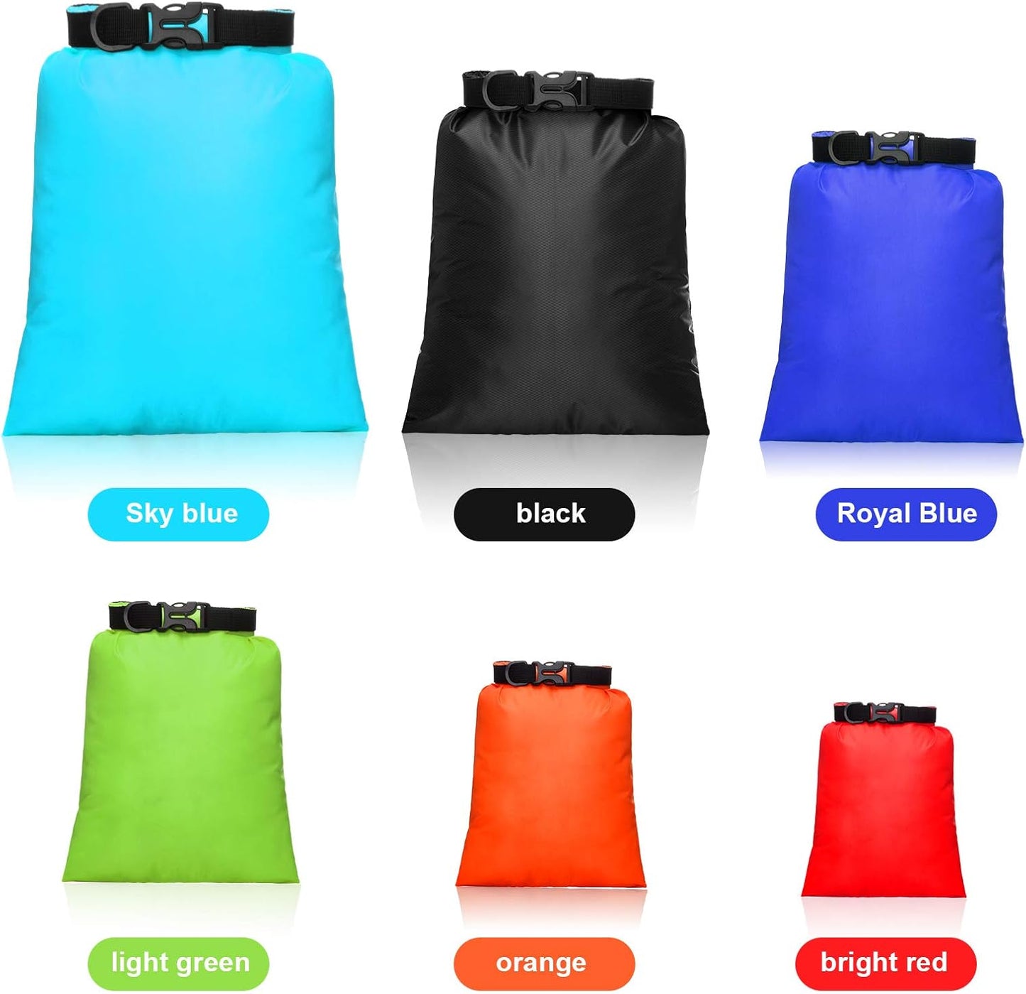 Shappy Waterproof Dry Bag Set 6 Sizes Lightweight Sacks and Long Adjustable Shoulder Strap Outdoor Water Proof Keep Gear Dry Bag Stuff Sacks for Backpacking, Boating, Hiking, Camping