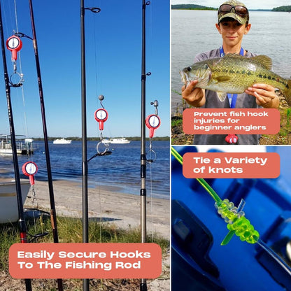 HOOK-EZE Fishing Knot Tying Tool | Protect from Fish Hooks | Tie Fishing Knots Easily | Cool Gadgets for Fishermen | Ice Fly Fishing | Fishing Accessories for Beginner Anglers | Nail Knot Tool
