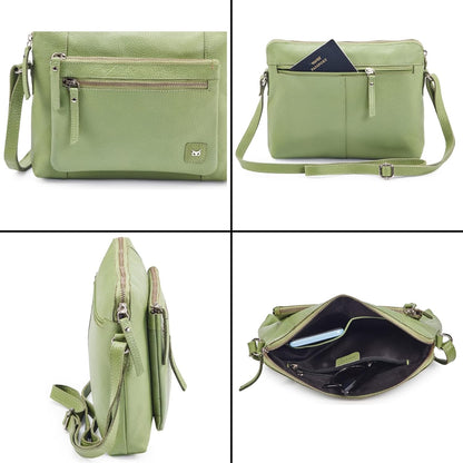 Wise Owl Accessories Small Soft Pebbled Real Leather Crossbody Handbags Purses Sling Crossover Shoulder Bag
