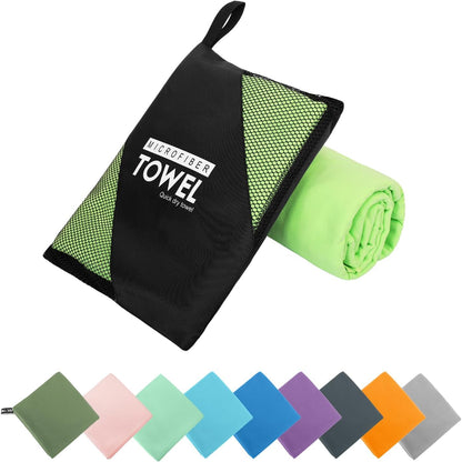Microfiber Travel Towel, Soft Lightweight Quick Dry Towel, Super Absorbent Compact Travel & Sports & Beach Towels for Camping, Backpack, Gym, Swimming, Yoga, Hiking (M:20"×40" -Green)