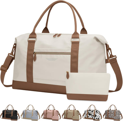 Travel Duffle Bag for Women, Weekender Bags, Hospital Bag for Labor Delivery, Lightweight Tote Duffel Overnight Bag with Luggage Sleeve, Airplane Travel Bags with Toiletry Bag,X-Large,Beige